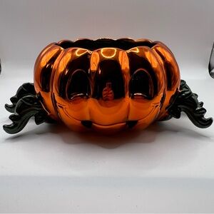 Bath & Body Works 2022 Metallic Pumpkin Spider 3 Wick Candle Holder